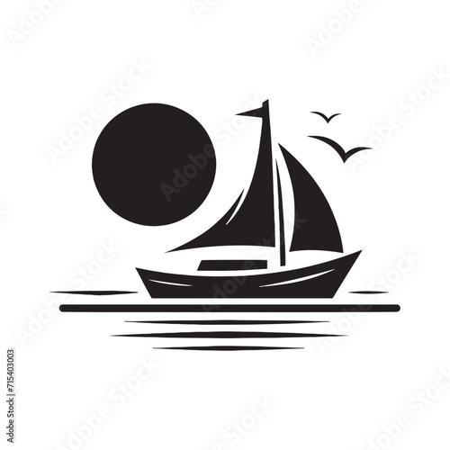 Coastal Whispers: Boat Silhouettes Whispers the Stories of Coastal Mysteries - Boat Illustration - Sea Vector - Yacht Illustration
