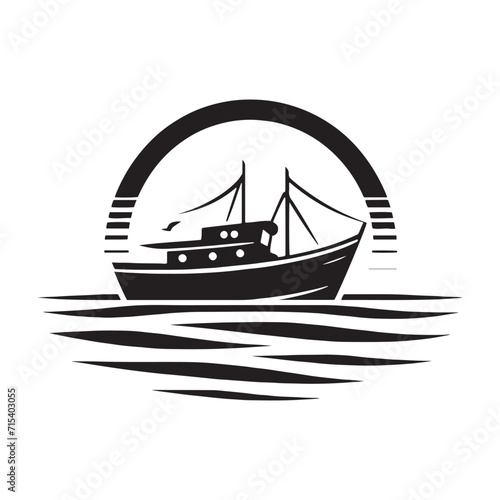 Sailing Silhouettes: Boat Silhouette Series Capturing the Essence of Nautical Adventure - Boating Silhouette - Boat Vector - Yacht Silhouette
