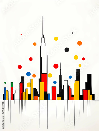 Minimalist New York City Skyline, A Drawing Of A City Skyline