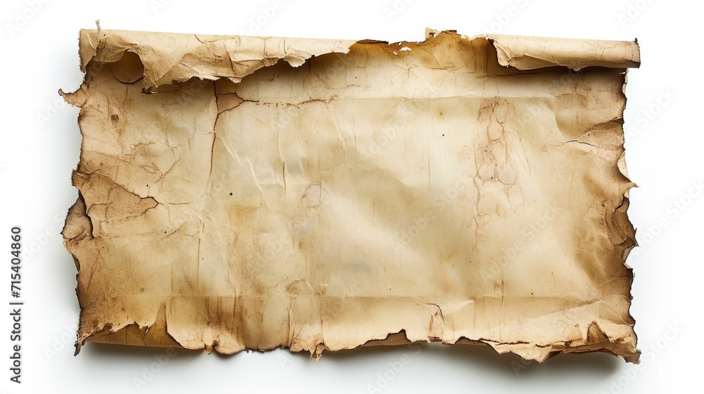 Old distressed blank paper documents isolated on a white background Old distressed blank paper documents isolated on a white background