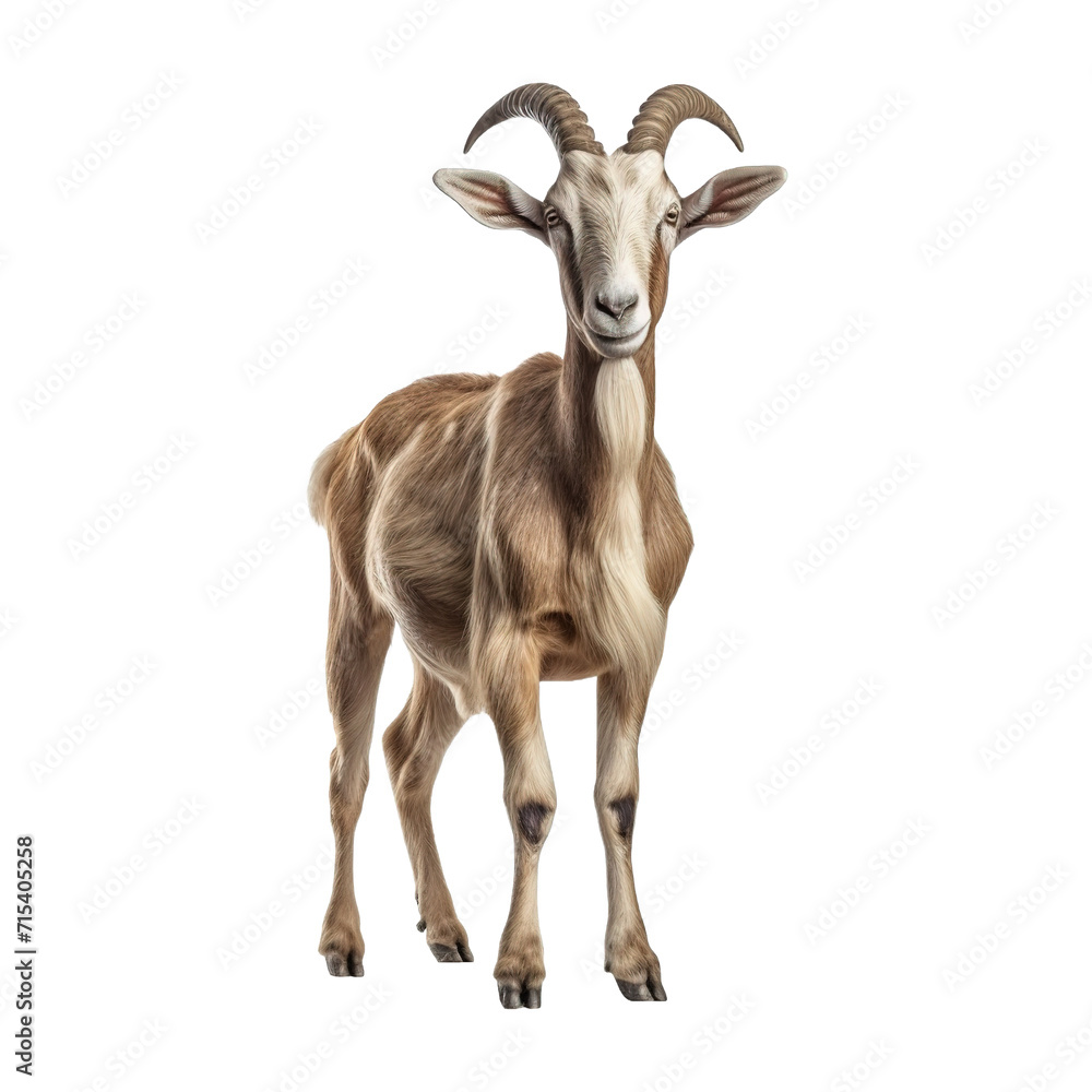 Goat with horn on transparent background PNG Generative AI