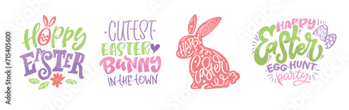 Lettering  about Easter for flyer and print design. Vector illustration. Templates for banners, posters, greeting postcards. 100% vector file