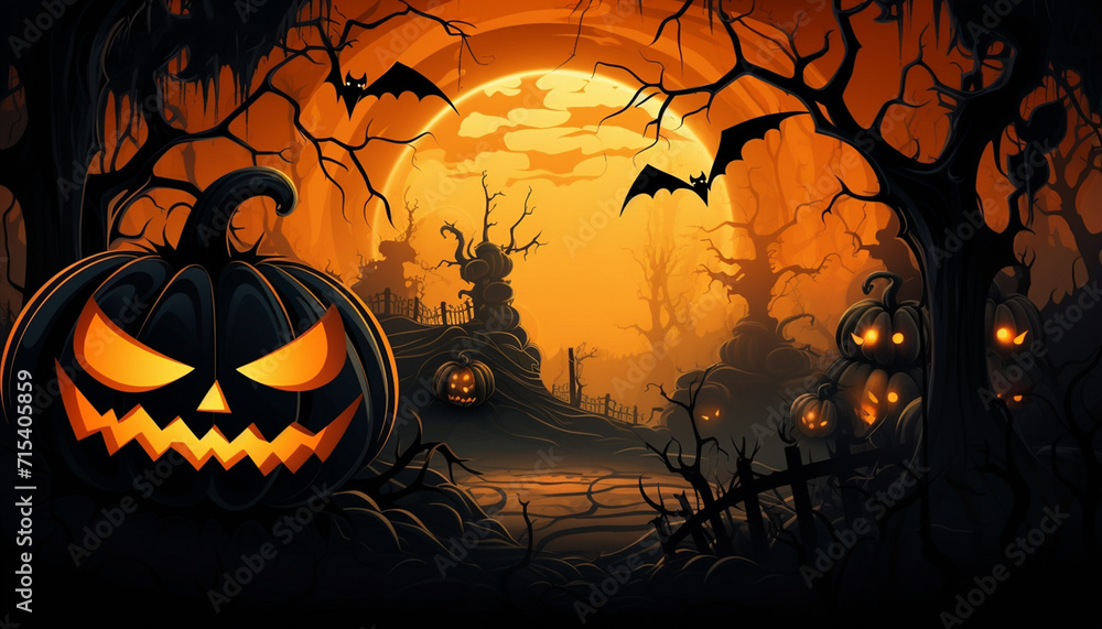 halloween background with pumpkin created with Generative Ai