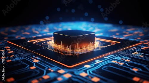 3D rendering of electronic circuit , machine and computer technology. Generate AI image