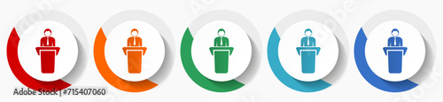 Speech, business presentation vector icon set, flat icons for logo design, webdesign and mobile applications, colorful round buttons