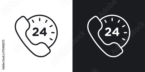24 7 Emergency call services icon designed in a line style on white background. photo