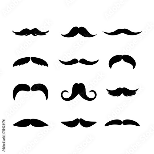 A large collection with mustaches. Father s Day. Elements for printing  greeting cards  hair salon advertising. vector flat illustration isolated on white background