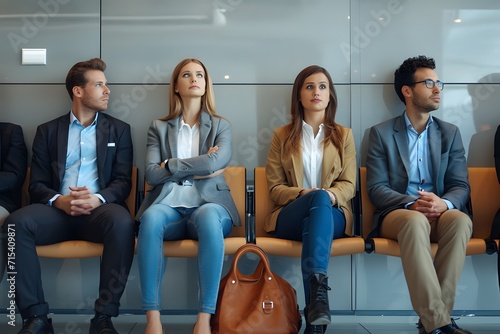 Business people waiting for job interview indoors.