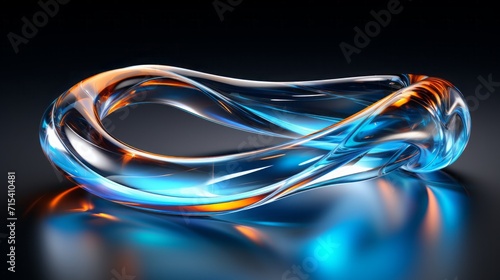 Hyper Realistic, Vibrating Mobius Strip, interwoven, single liquid ribbon