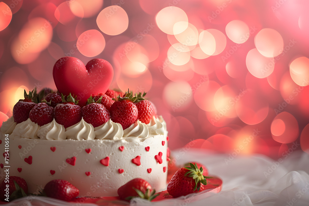 Valentine's love cake with bokeh background. Valentine's love cake with bokeh background.