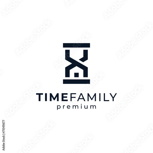 hourglass and house in line art style for a family housing or villa logo