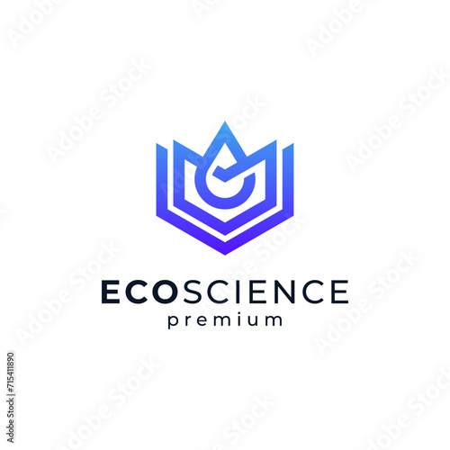 simple and modern book and water drop for education, science and knowledge logo design
