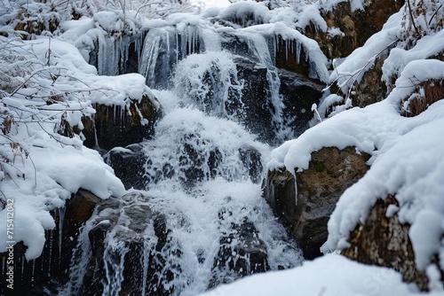 Cascade from a waterfall in a mountainous area. A beautiful natural phenomenon.
