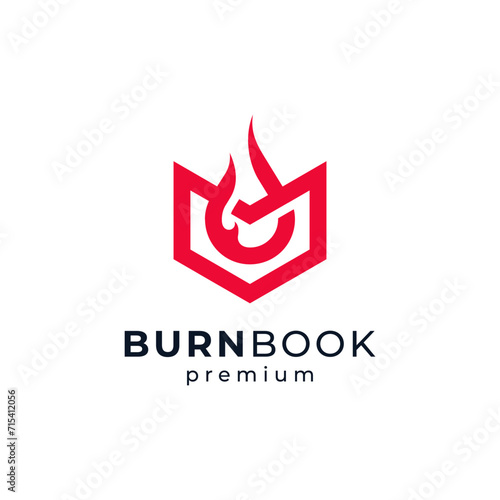 Free Download simple and modern book and fire for education, science and knowledge logo design - GFXLoad