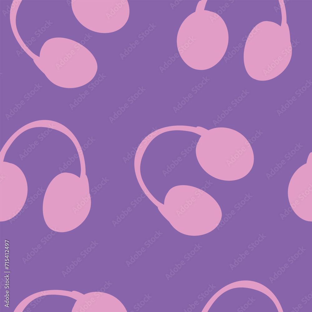 Y2k seamless simple pattern with headphones. Vector background in trendy retro trippy 2000s style.Lilac background. Y2k seamless simple pattern with headphones. Vector background in trendy retro trippy 2000s style.Lilac background.