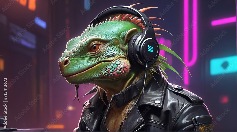 CyberLizard's Synthwave Swagger by Alex Petruk AI GENERATED Stock ...