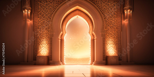 Arab arch with mosque  Ramadan concept