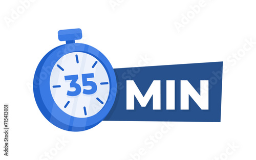 35 Minute Countdown Timer Icon Blue Stopwatch for Time Management and Productivity Concept