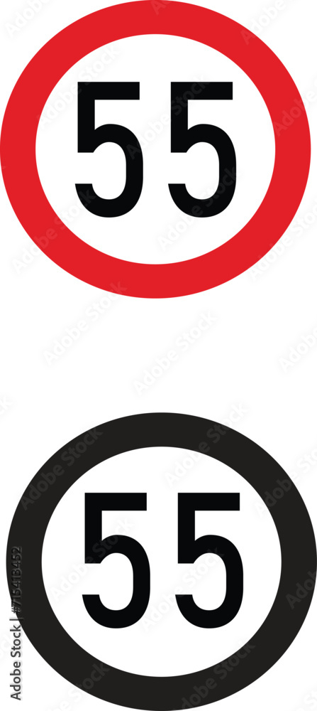 55 speed limit sign in two colors suitable for transportation uses 55 speed limit sign in two colors suitable for transportation uses