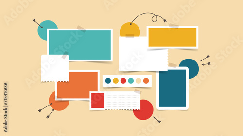 Vector photo collage template moodboard pictures grids vector illustration, vision board	