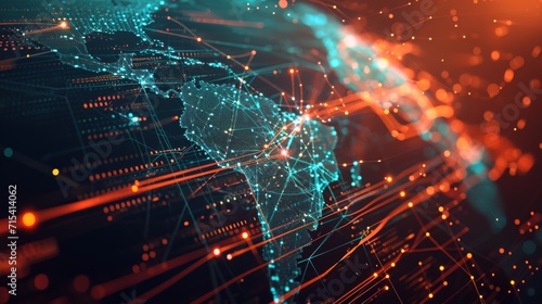 innovative cyber map  emphasizing global data networks and connectivity