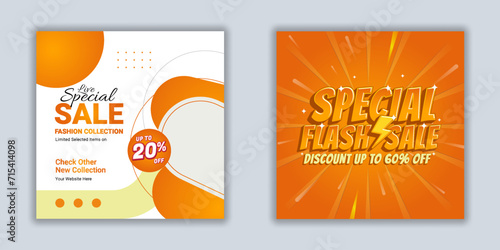 Make your sales pop with vibrant orange social media designs! Perfect for businesses wanting to highlight discounts, engage audiences, and drive more clicks. Editable text