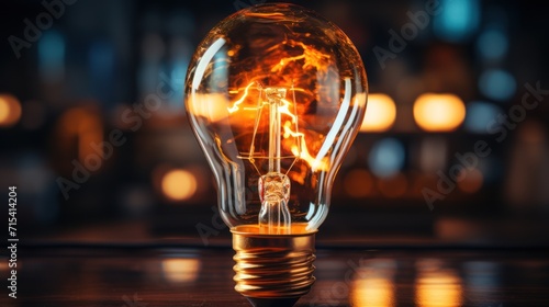  a close up of a light bulb with a blurry image of a person in the middle of the bulb.