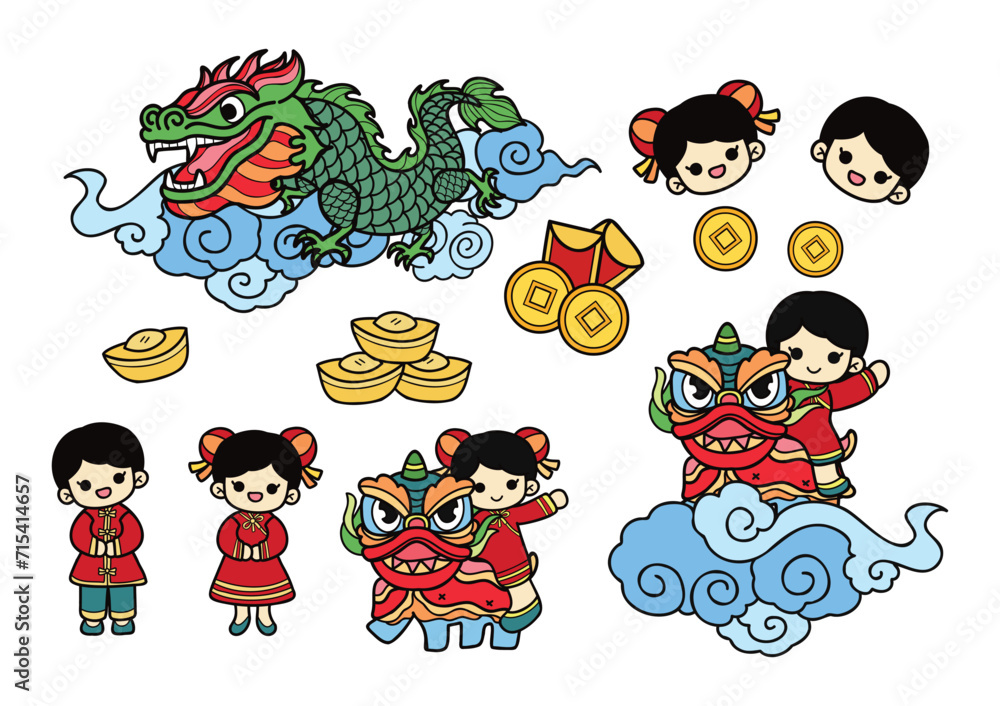 chinese new year elements set chinese new year elements set