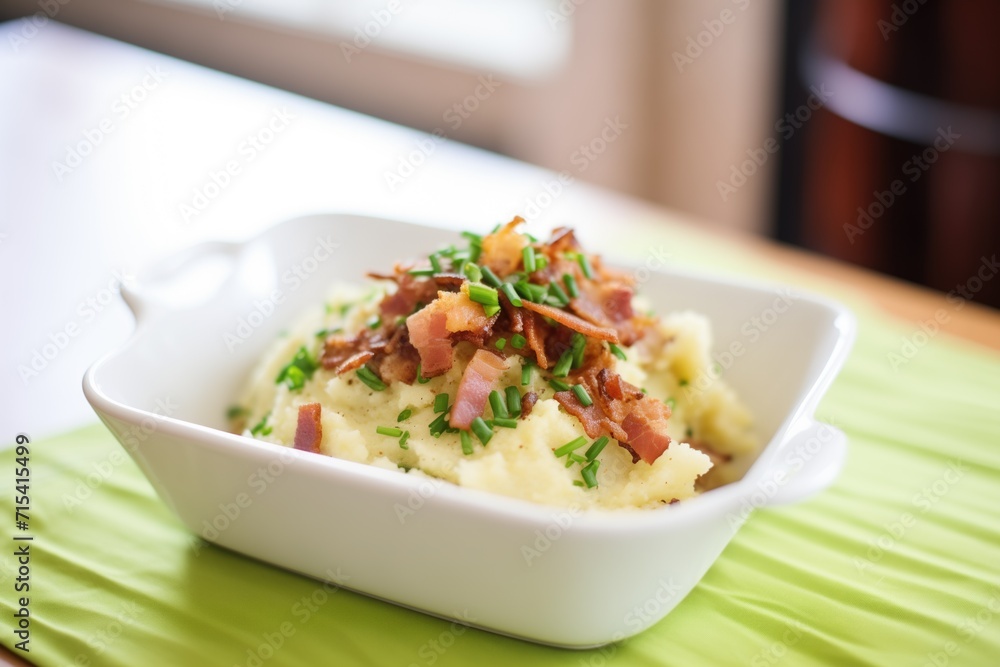 mashed potatoes with crispy bacon bits garnish mashed potatoes with crispy bacon bits garnish