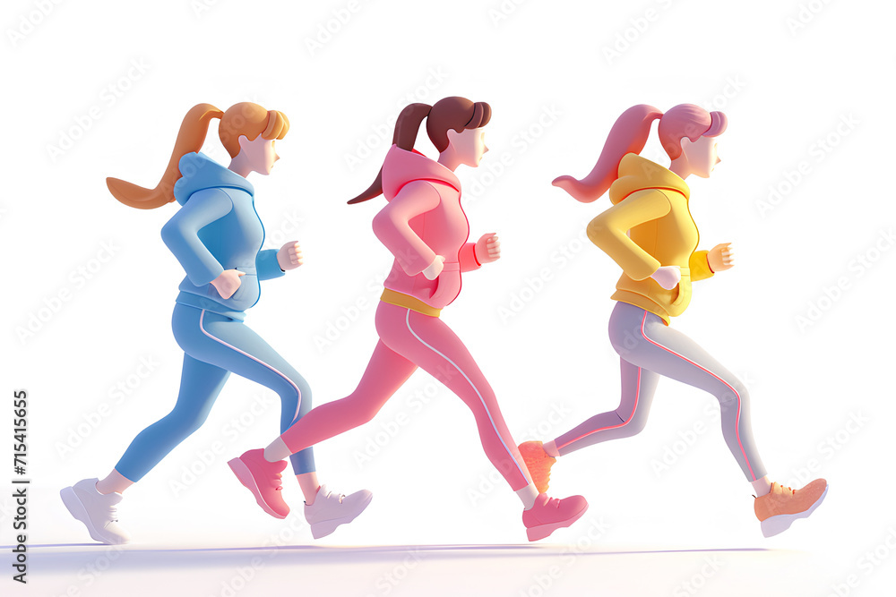 三人でジョギングする女性
