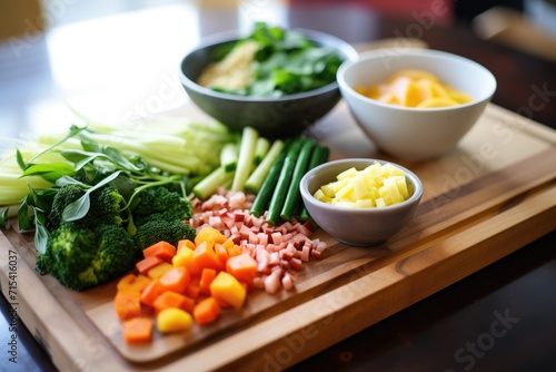 minestrone prep, board with veggies