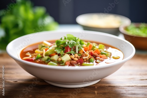 minestrone with kidney beans, close-up shot