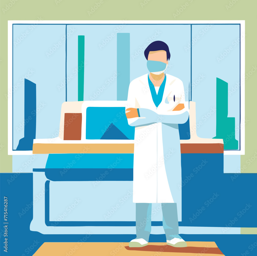 Doctor in white coat in his doctor office- Doctor in white coat in his doctor office-