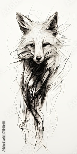 a pen and ink drawing of a fox one line , generated by AI