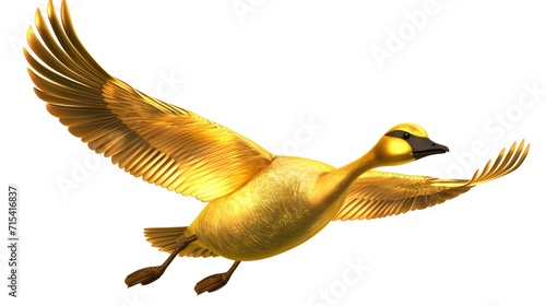 Golden goose on white background, wild goose, photo