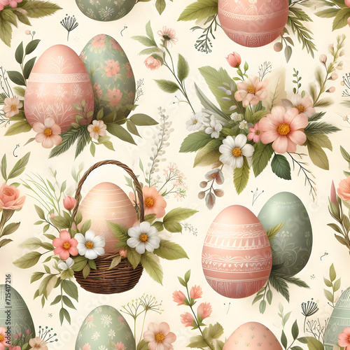 Retro Easter eeggs illustratio, Eggs pattern photo