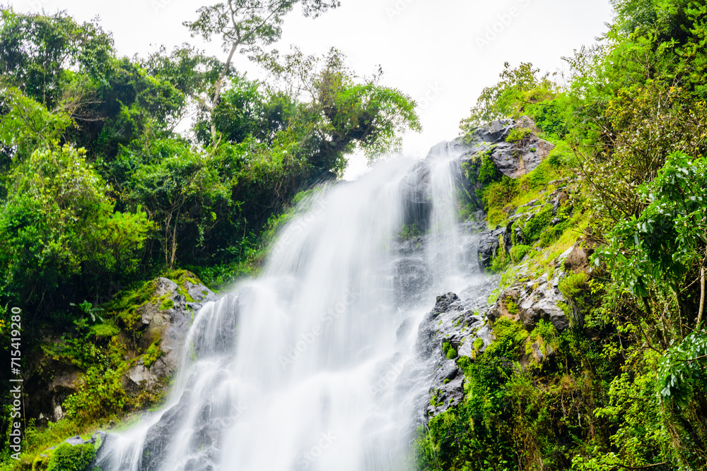 Obraz premium View of Materuni waterfall at foot of mountain Kilimanjaro not far from the city Moshi, Tanzania