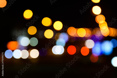 Defocused lights at night. Abstract bokeh background