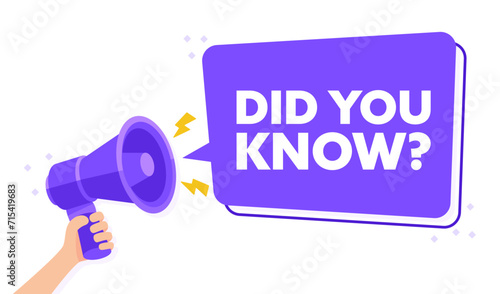 Engaging Did You Know Fun Fact Announcement with Hand Held Megaphone Vector Graphic