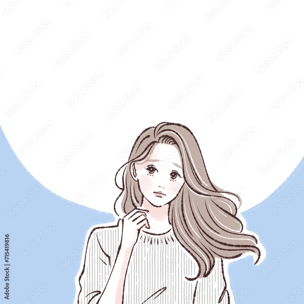悩む/考える/落ち込む/不安/どうしよう/うーん/悲しい/疑問/切ない/迷走/解説/説明/注目/教える/先生/解説者/アドバイス/黒板/授業/講義/こちら/案内する/注目/水彩/手描き/女性/女の子のイラスト素材 悩む/考える/落ち込む/不安/どうしよう/うーん/悲しい/疑問/切ない/迷走/解説/説明/注目/教える/先生/解説者/アドバイス/黒板/授業/講義/こちら/案内する/注目/水彩/手描き/女性/女の子のイラスト素材