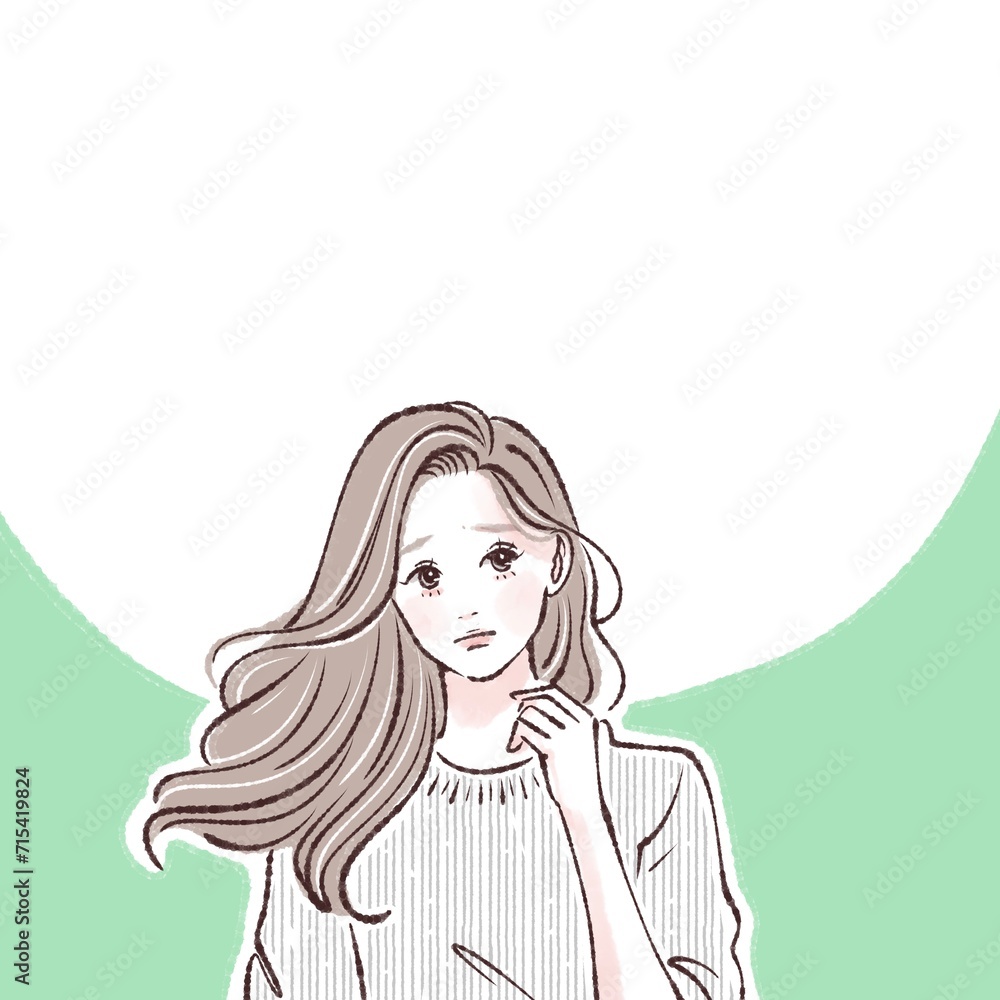 悩む/考える/落ち込む/不安/どうしよう/うーん/悲しい/疑問/切ない/迷走/解説/説明/注目/教える/先生/解説者/アドバイス/黒板/授業/講義/こちら/案内する/注目/水彩/手描き/女性/女の子のイラスト素材 悩む/考える/落ち込む/不安/どうしよう/うーん/悲しい/疑問/切ない/迷走/解説/説明/注目/教える/先生/解説者/アドバイス/黒板/授業/講義/こちら/案内する/注目/水彩/手描き/女性/女の子のイラスト素材