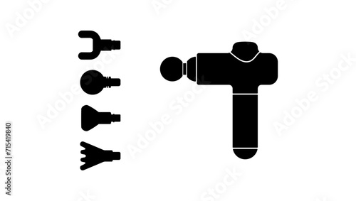 Massage Gun sign, black isolated silhouette