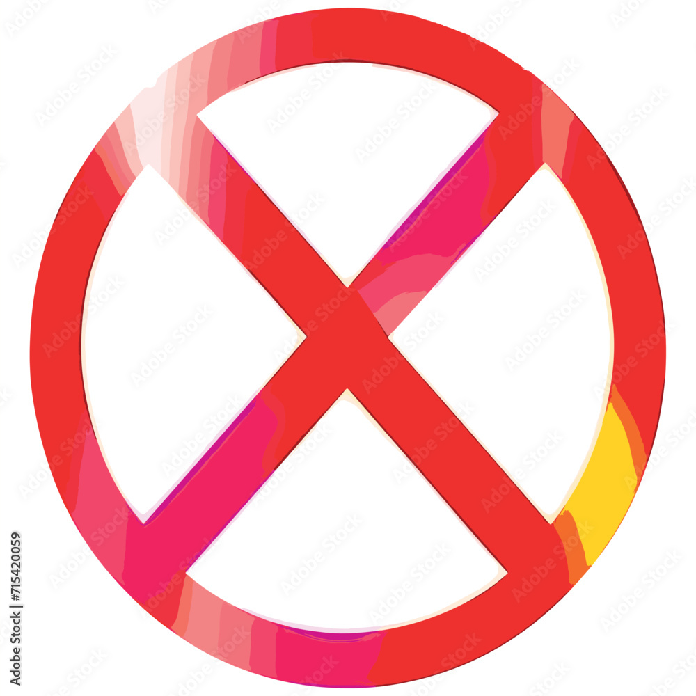 Obraz premium X mark painted from red lipstick of a check mark isolated on a white background 