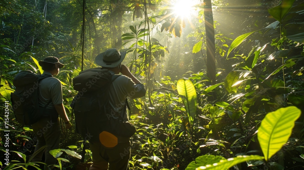Field Research Expedition: Ecologists Studying Biodiversity in a Dense ...