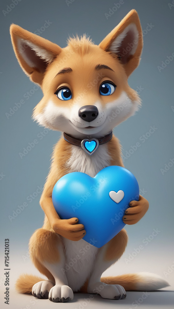 Fototapeta premium Dapper Dingo Delivers Love in Chris LaBrooy's 3D Render AI GENERATED