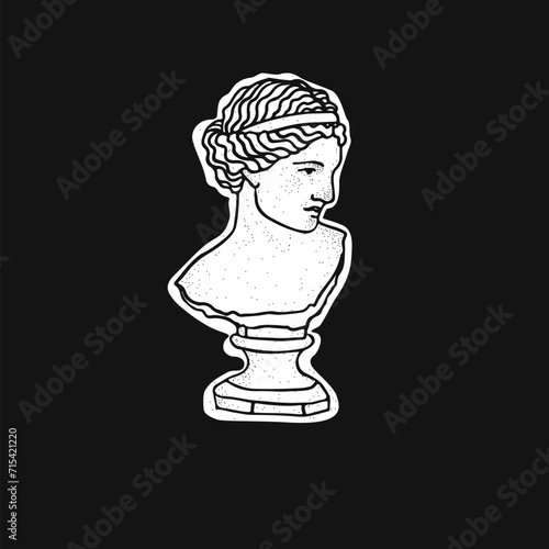 Ancient Greek linocut of a female Roman sculpture