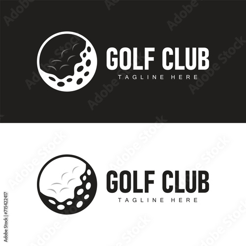 Golf club logo design and outdoor sport vector golf stick and ball template illustration