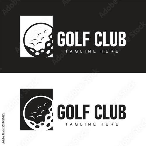 Golf club logo design and outdoor sport vector golf stick and ball template illustration