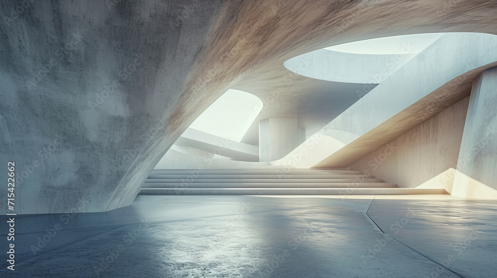 custom made wallpaper toronto digital3d rendering of abstract futuristic architecture with concrete floor.