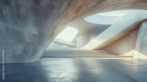 Wallpaper Mural 3d rendering of abstract futuristic architecture with concrete floor. Torontodigital.ca